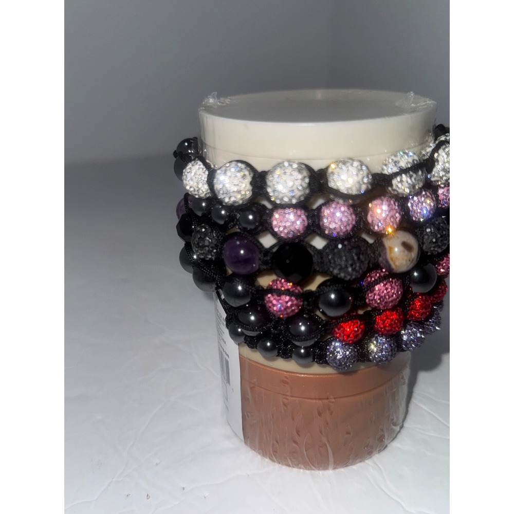 6 Piece Beaded Bracelet Set Sparkly Rhinestone Stretch Bracelets Women's Jewelry